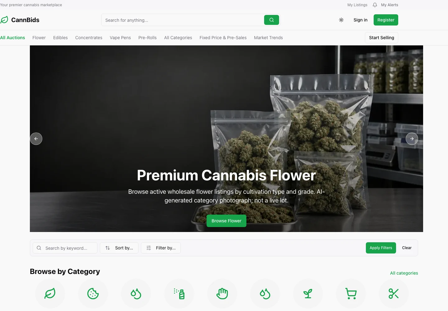 CannBids website screenshot
