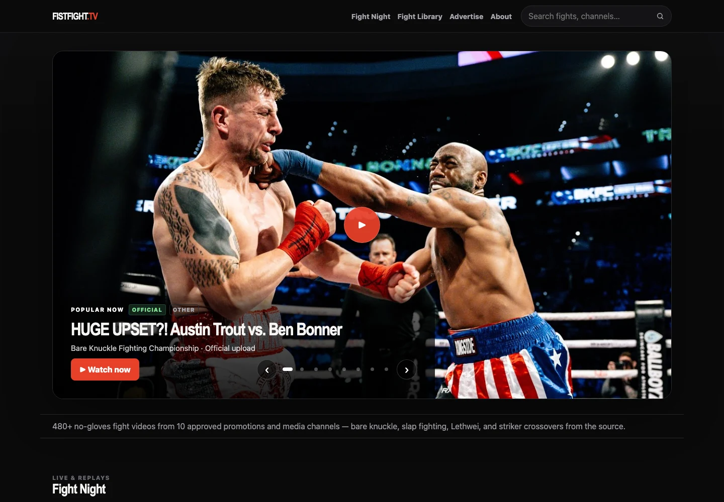 FistFight.TV website screenshot