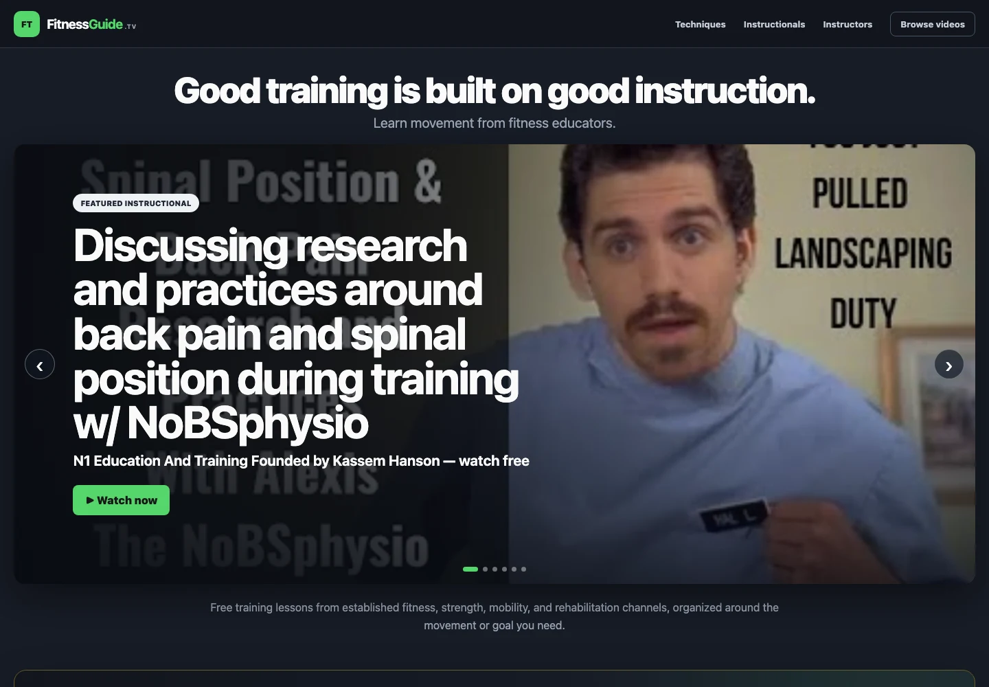 FitnessGuide.TV website screenshot