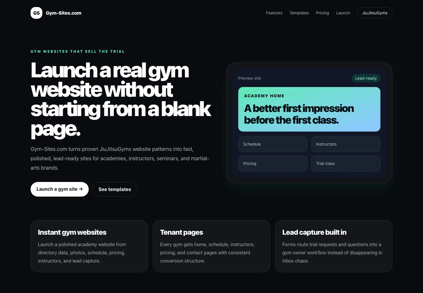 Gym-Sites website screenshot