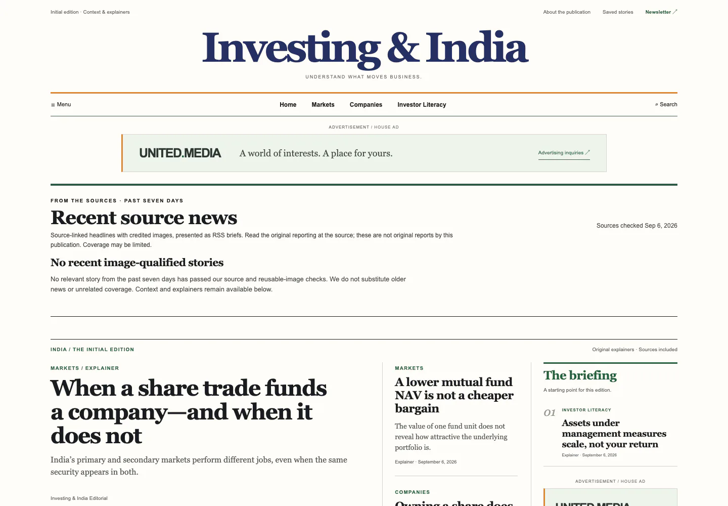 Investing & India website screenshot