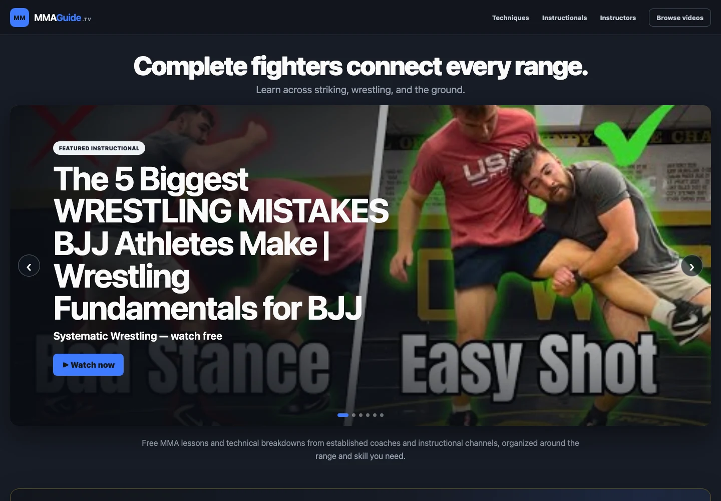 MMAGuide.TV website screenshot