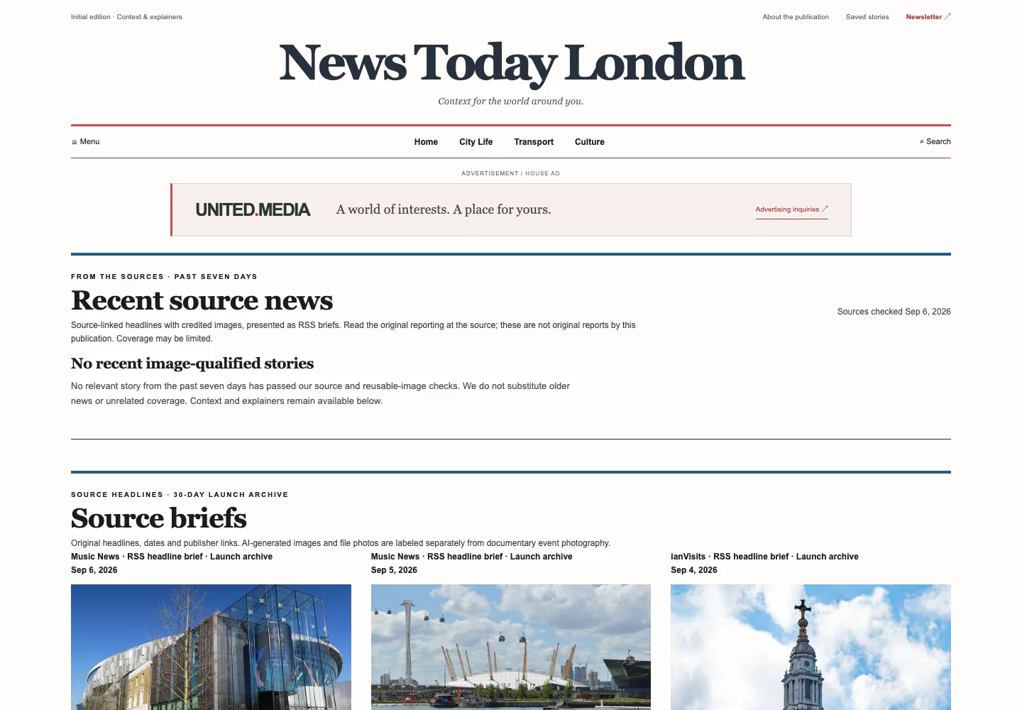 News Today London website screenshot