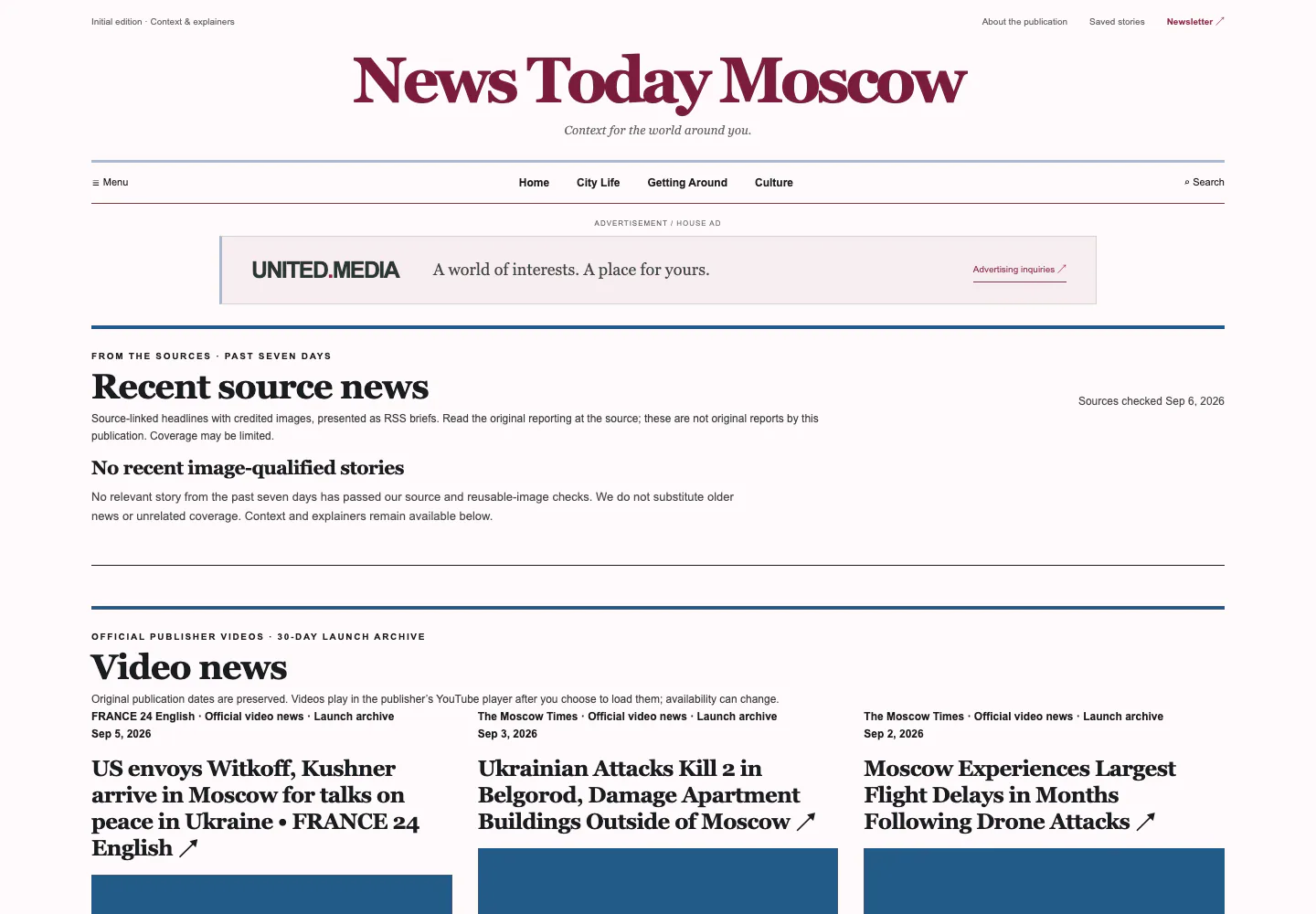 News Today Moscow website screenshot