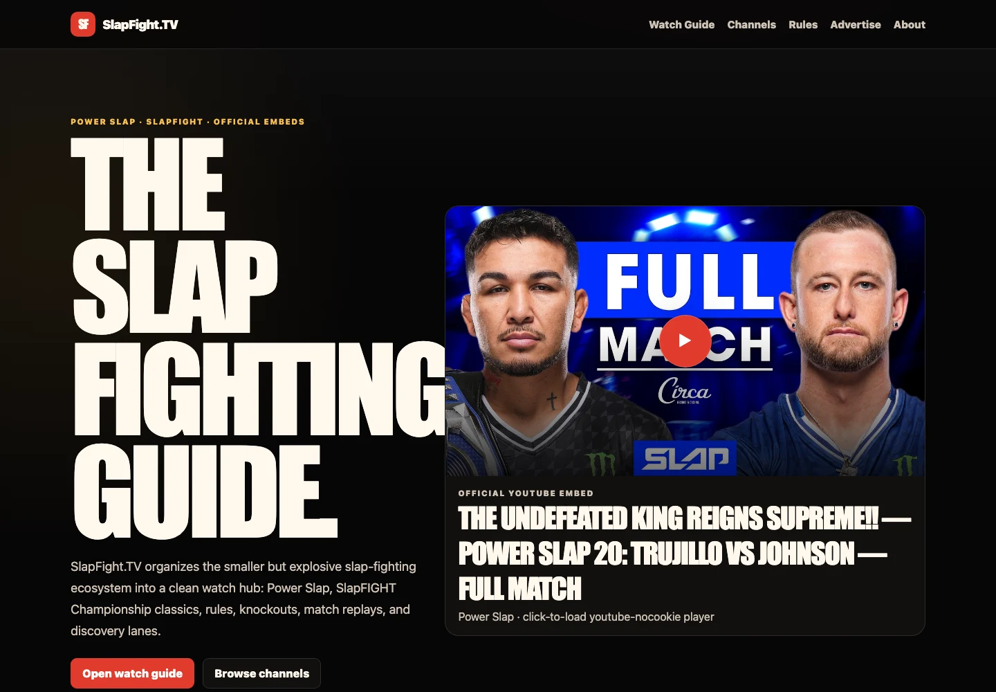 SlapFight.TV website screenshot